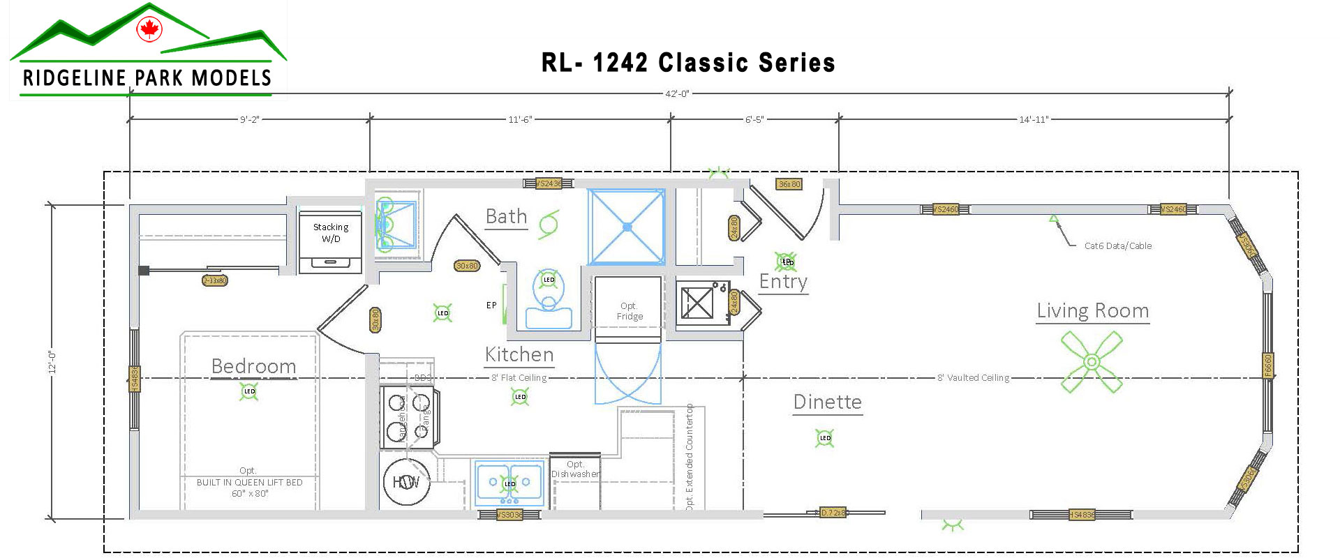 Plan RL-1238 from Ridgeline Park Models serving the Okanagan Valley and all British Columbia locations.