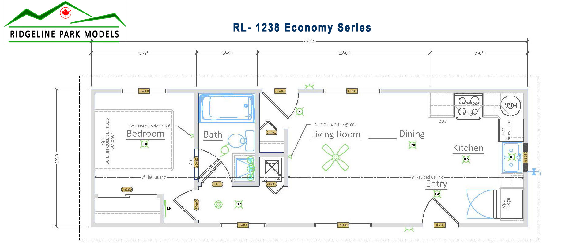 Plan RL-1238 from Ridgeline Park Models serving the Okanagan Valley and all British Columbia locations.