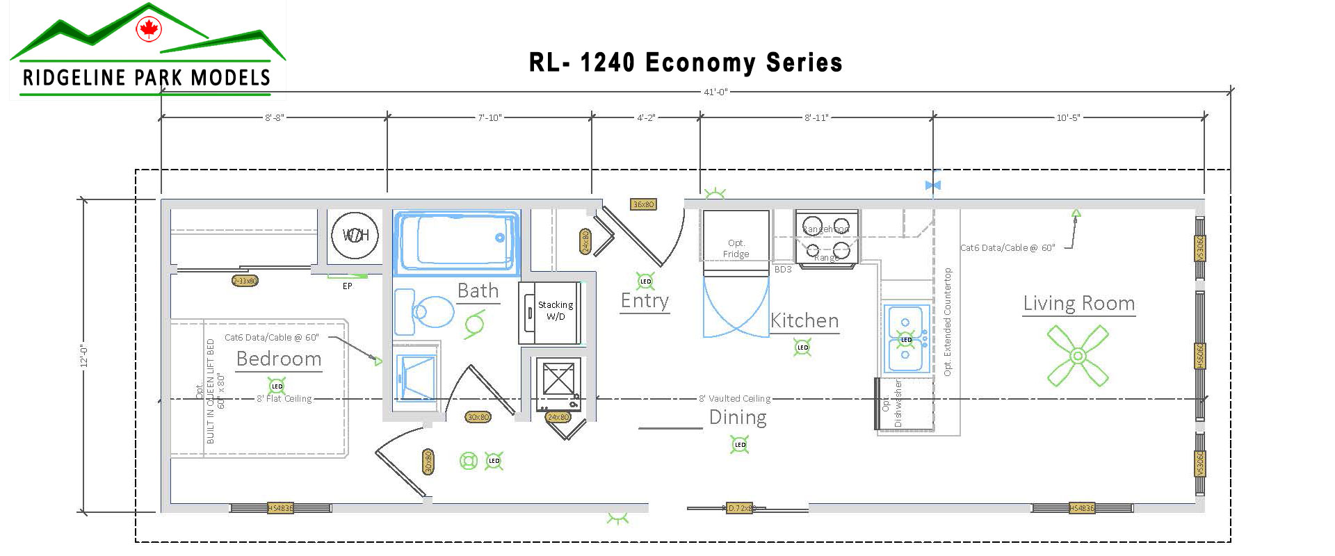 Plan RL-1238 from Ridgeline Park Models serving the Okanagan Valley and all British Columbia locations.