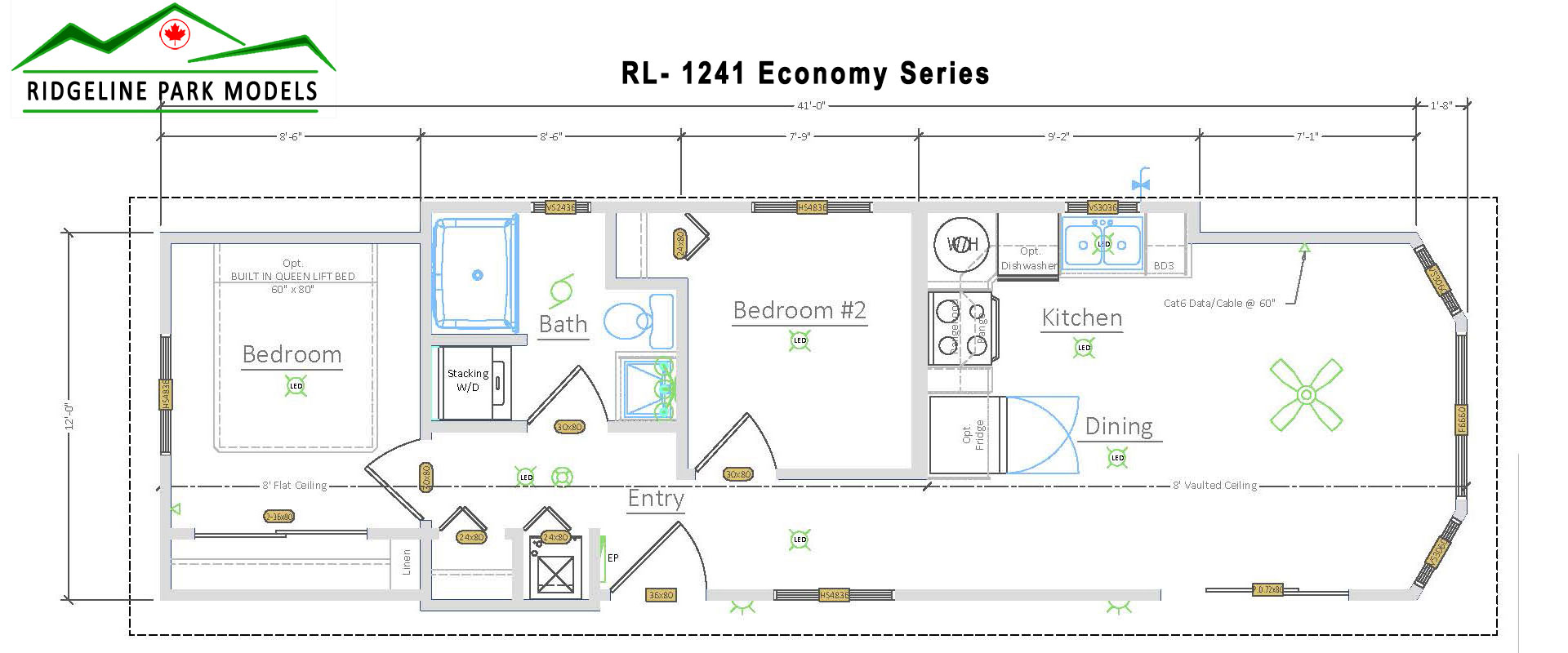 Plan RL-1238 from Ridgeline Park Models serving the Okanagan Valley and all British Columbia locations.
