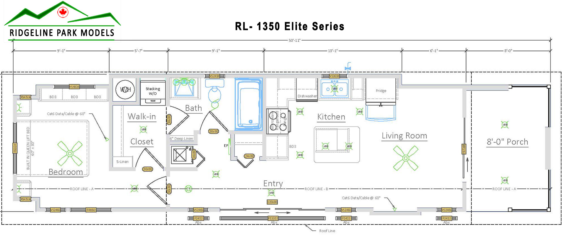 Plan RL-1342 Elite from Ridgeline Park Models, serving the Okanagan Valley and all British Columbia locations.